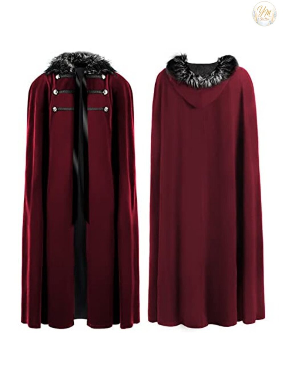 Medieval Viking Faux Fur Collar Cloak Hood Renaissance Steampunk Costume Cape